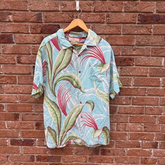 Beautiful Vintage Tommy Bahama Floral Silk‎ Shirt XL - Picture 1 of 3
